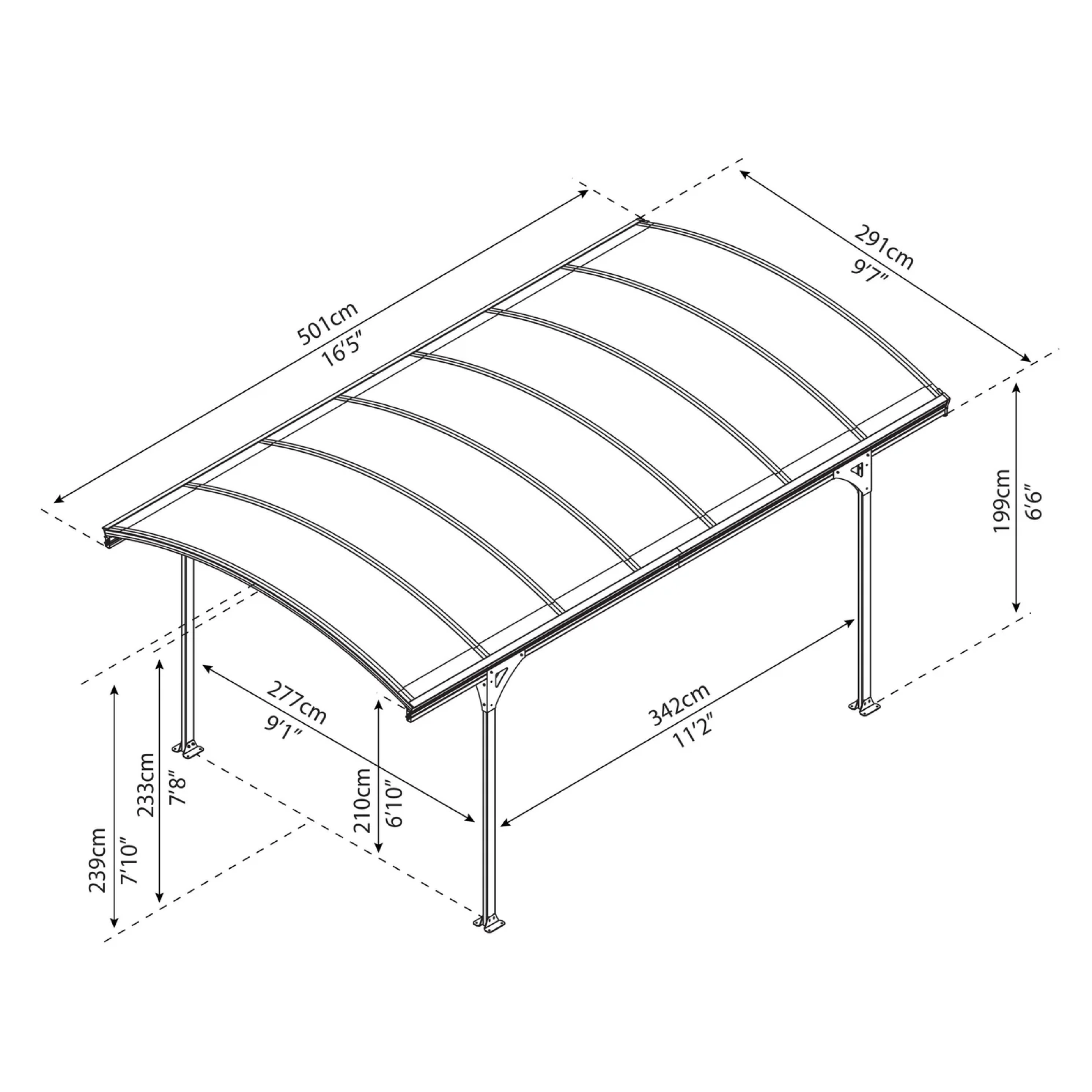 Canopia Vitoria 5000 10' x 16' Carport Gray/Gray